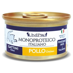Unipro Unicamente Kitten Pollo 85gr Monoproteico Lattina Unipro Unicamente Kitten Pollo 85gr Monoproteico Lattina